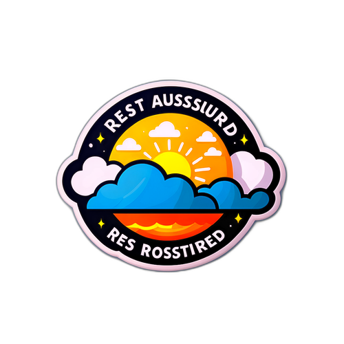 สติ๊กเกอร์อากาศที่มีข้อความ 'Rest assured' ในสไตล์ทันสมัย