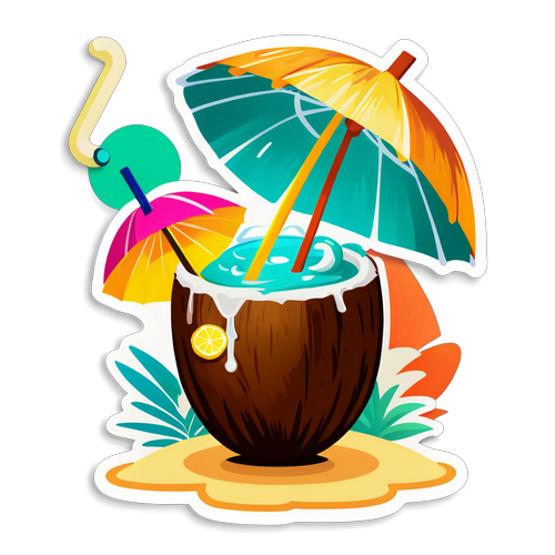 Vibrant Tropical Drink Sticker