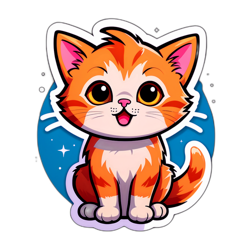 En charmig katt som ser förvånad ut med texten "Vad just hände?"