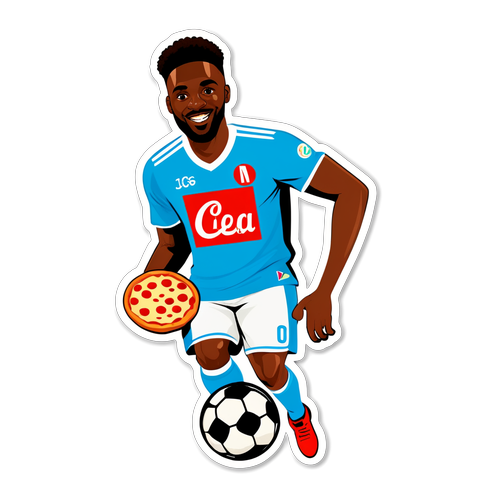 Adesivo Giocoso di Okafor con Maglia Napoli