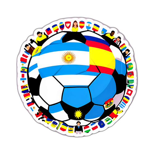Arjantin ve Ecuador Bayraklarıyla Futbol Topu