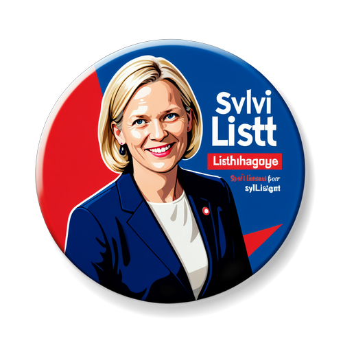 Moderne politisk kampanjeknapp for Sylvi Listhaug