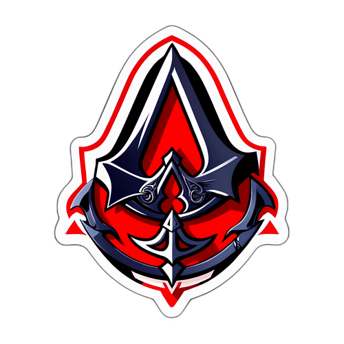 Antracitická samolepka s logem Assassin's Creed s medievalním nádechem