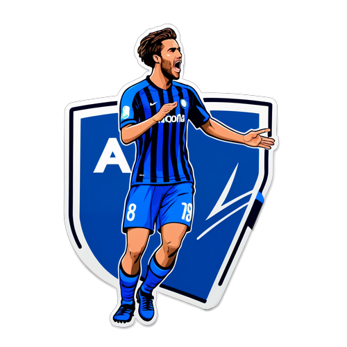 Desenho de um gol sendo marcado por um jogador da Atalanta