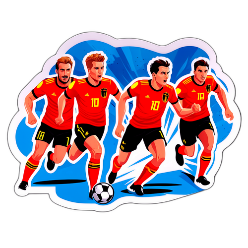 Uchoraji wa Wachezaji Nyota wa Timu ya Ubelgiji Wakiwa Katika Hatua Dhidi ya North Macedonia
