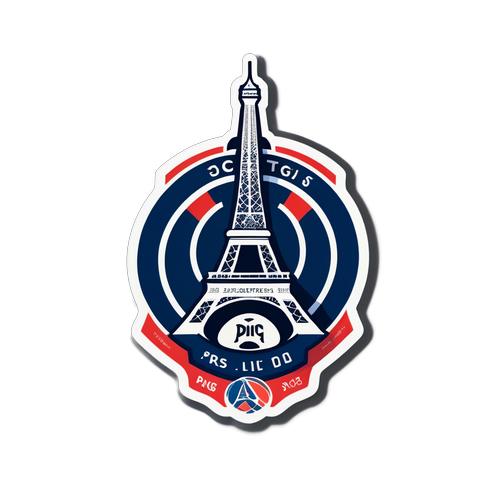 Stiker Stylish PSG dengan Menara Eiffel