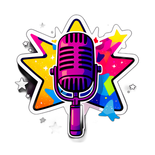 Kleurvolle microfoon sticker met 'Star Academy'