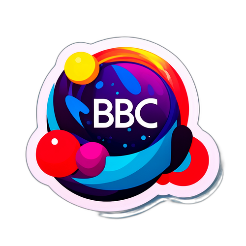 बीबीसी के लोगो के साथ रंगीन स्टिकर