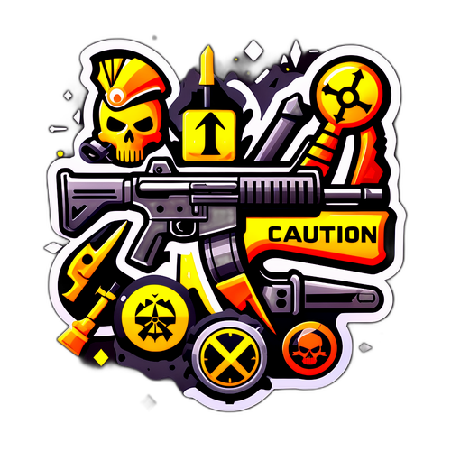 Våpensticker med advarselssymboler