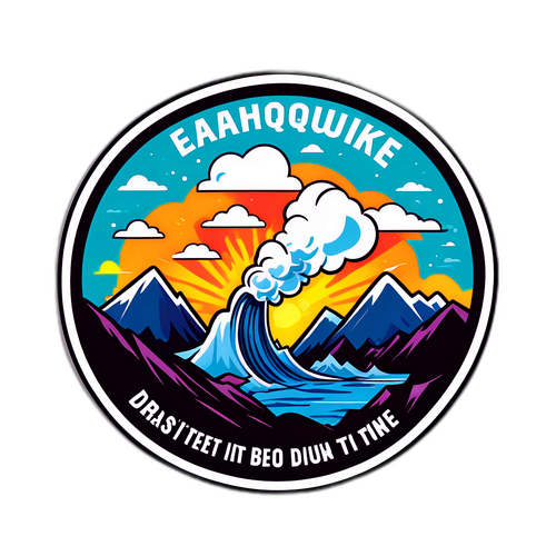 สติ๊กเกอร์ภาพแผ่นดินไหวพร้อมข้อความให้กำลังใจ