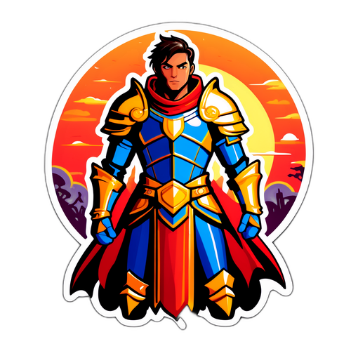 Наклейка з героєм Рені в стильних фантастичних обладунках