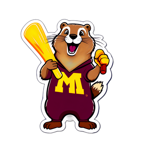 Playful Gopher Sports Cheer Sticker