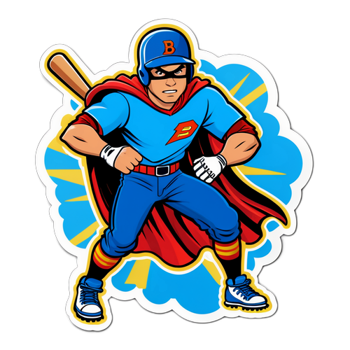 Superhero Baseball Player Sticker