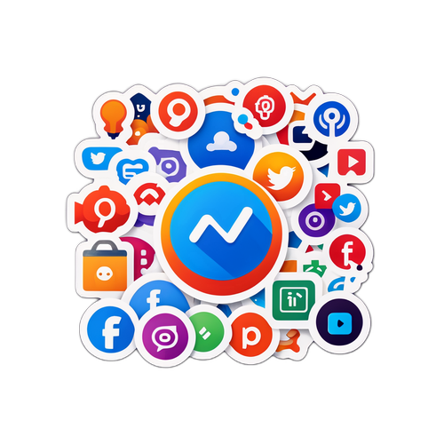 소셜 네트워크 아이콘 스티커 디자인