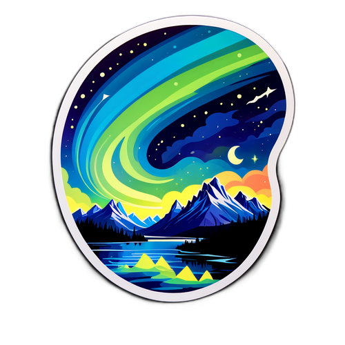 Interaktywna naklejka przedstawiająca teorię zorzy polarnej