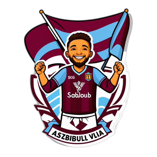 Šťastný fanoušek Aston Villy oslavující vítězství