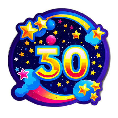 Design d'un autocollant FDJ avec des numéros et un ciel étoilé