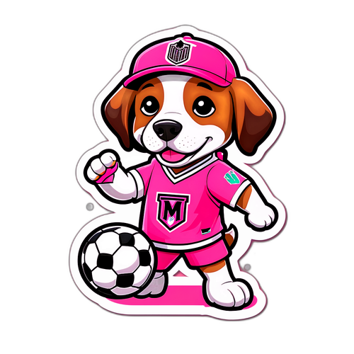 Sticker chó dễ thương chơi bóng đá