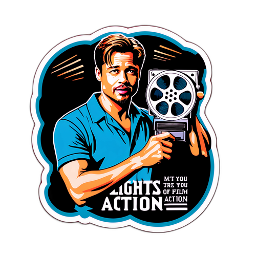 Vintage Film Sticker mit Brad Pitt und Zitat