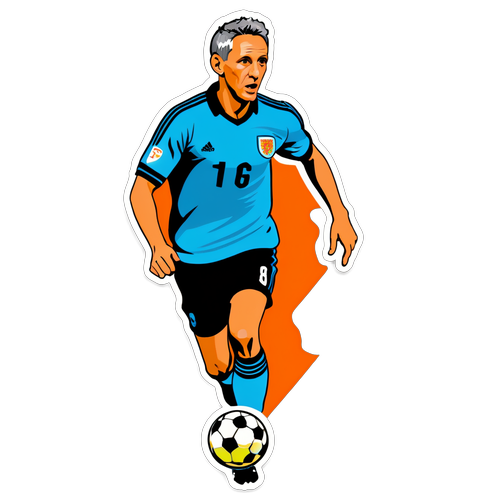 Sticker med klassisk illustration af Gary Lineker driblende forbi en modstander med bolden