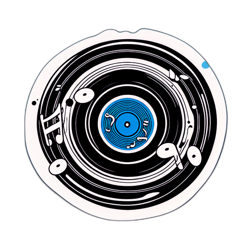 Rekod Vinyl Retro dengan Nota Muzik