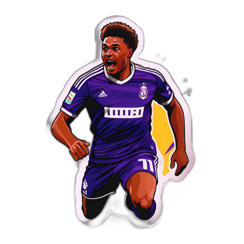 Sticker van een Anderlecht-speler in actie