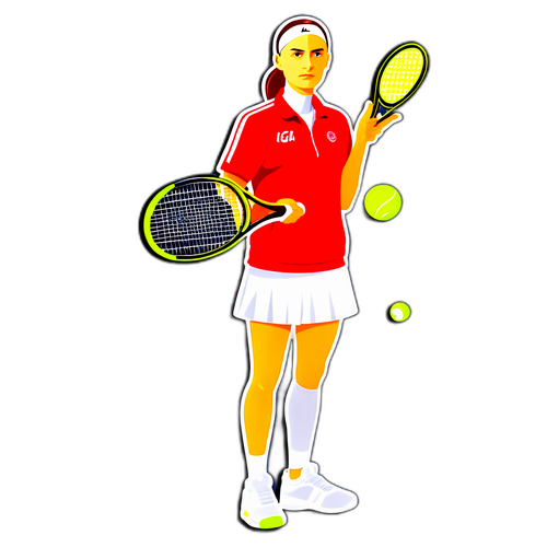 Stilvolle Darstellung von Iga Świątek auf dem Tennisplatz