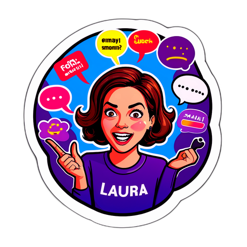 Autocollant de Laura Felpin avec bulles de dialogue humoristiques