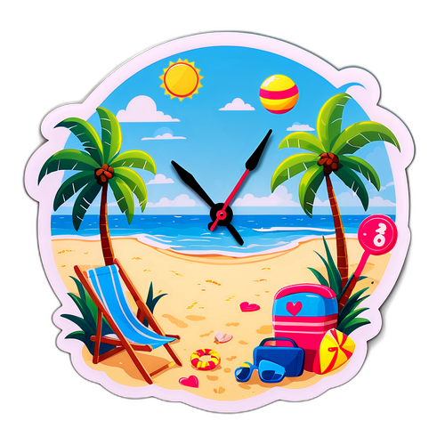 Fun Beach Scene Sticker