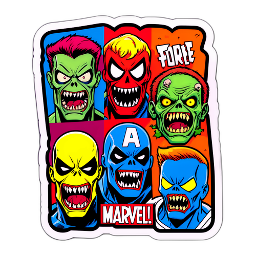 Sticker ng Marvel Zombies sa Retro Comic Book Style