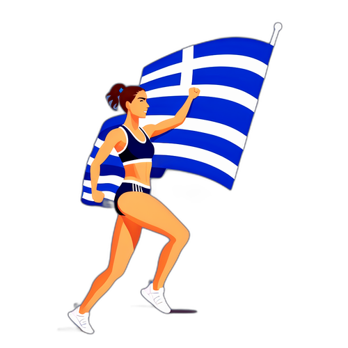 Σημαία της Ελλάδας με την Αλεξάνδρα Νίκη σε αθλητική κίνηση