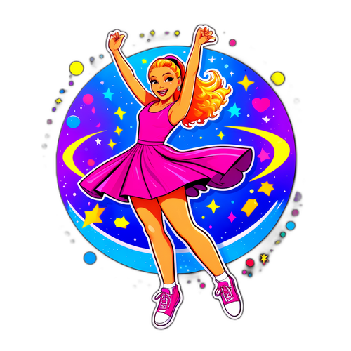 Une danseuse joyeuse avec des éléments de pop culture