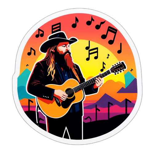 Colorful Sticker of Chris Stapleton Performing