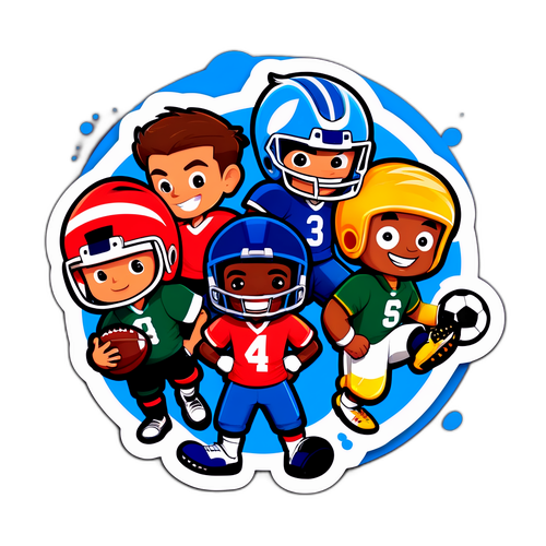 สติ๊กเกอร์การ์ตูนทีมฟุตบอลมีความสนุก