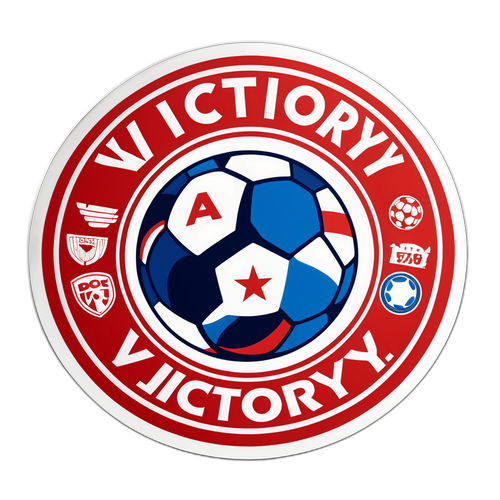 Stiker với biểu tượng bóng đá và chữ 'Chiến Thắng!'