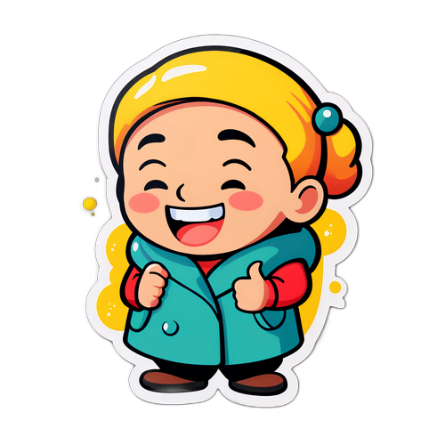 Стикер с веселым персонажем, активным в вопросах пенсионного обеспечения