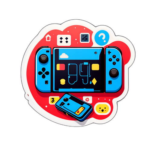 Autocollant représentant la Switch 2 et son interface utilisateur dynamique