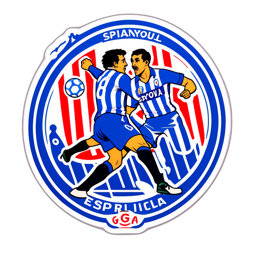 Autocolant retro cu momente legendare din rivalitatea Espanyol vs Girona
