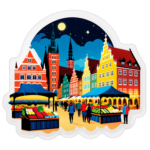 Kvelden i Wrocław's Markedsplass