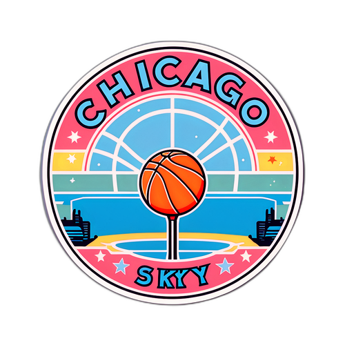Vintage-style Chicago Sky Basketball Court Sticker