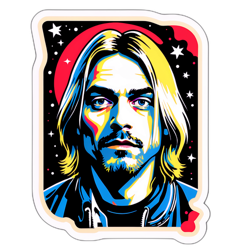 סטיקר בסגנון רטרו המוקדש לקורט קוביין