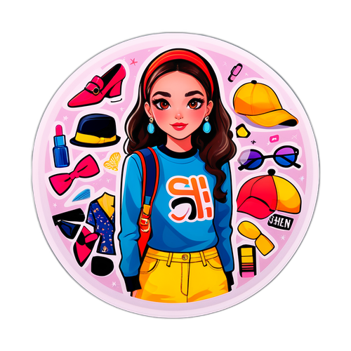 Stilig SHEIN-logo med moteartikler