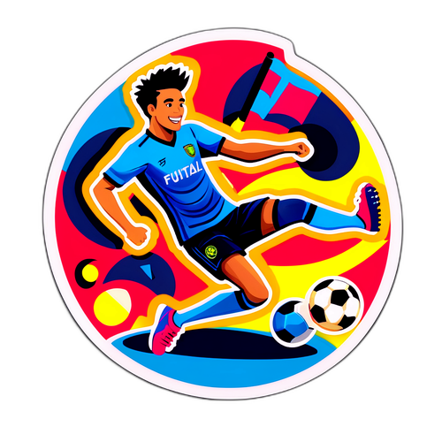 Kolorowa naklejka świętująca futsal