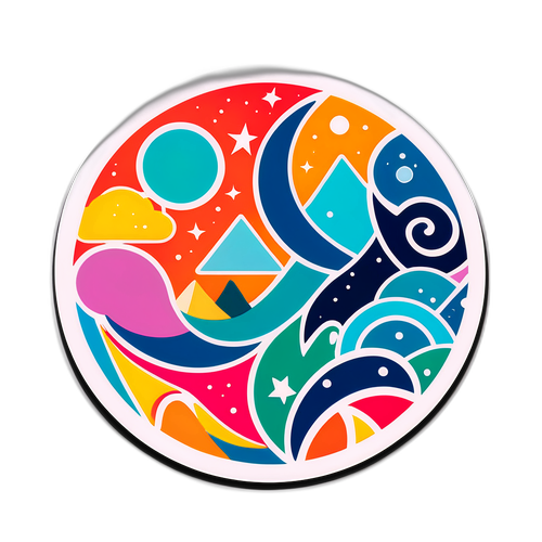 Liberale kunst-tematisert klistremerke med abstrakte kunstelementer