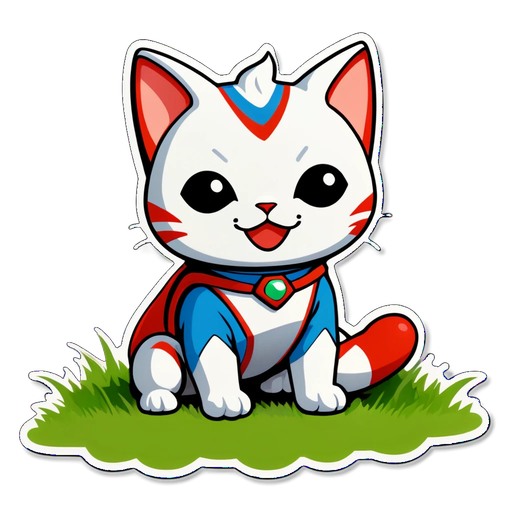 Ultraman-Inspired Cute Cat Sticker