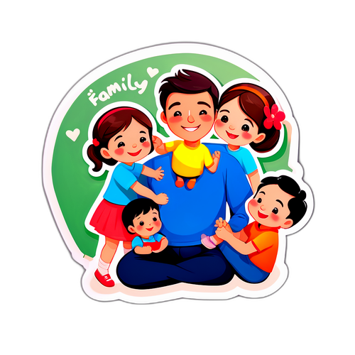 Sticker romántico que celebra el amor familiar en el Día del Niño