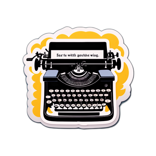 Ein Sticker mit einer Schreibmaschine und Sara Schaars berühmtem Zitat