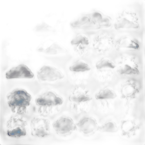 Анимационные наклейки погоды: от солнечных лучей до дождливых облаков, обобщая три региона