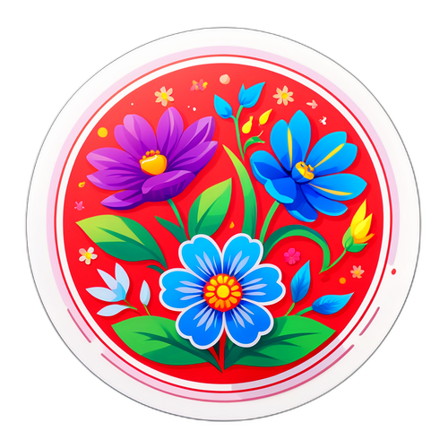 Дизайн наліпки з красивими квітами, характерними для Голосіївського району навесні