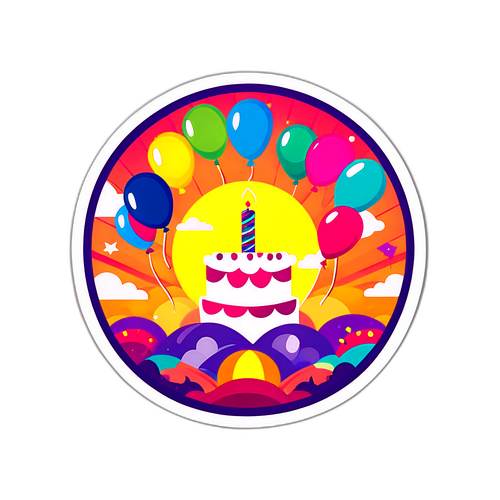 जन्मदिन का सूर्योदय स्टिकर
